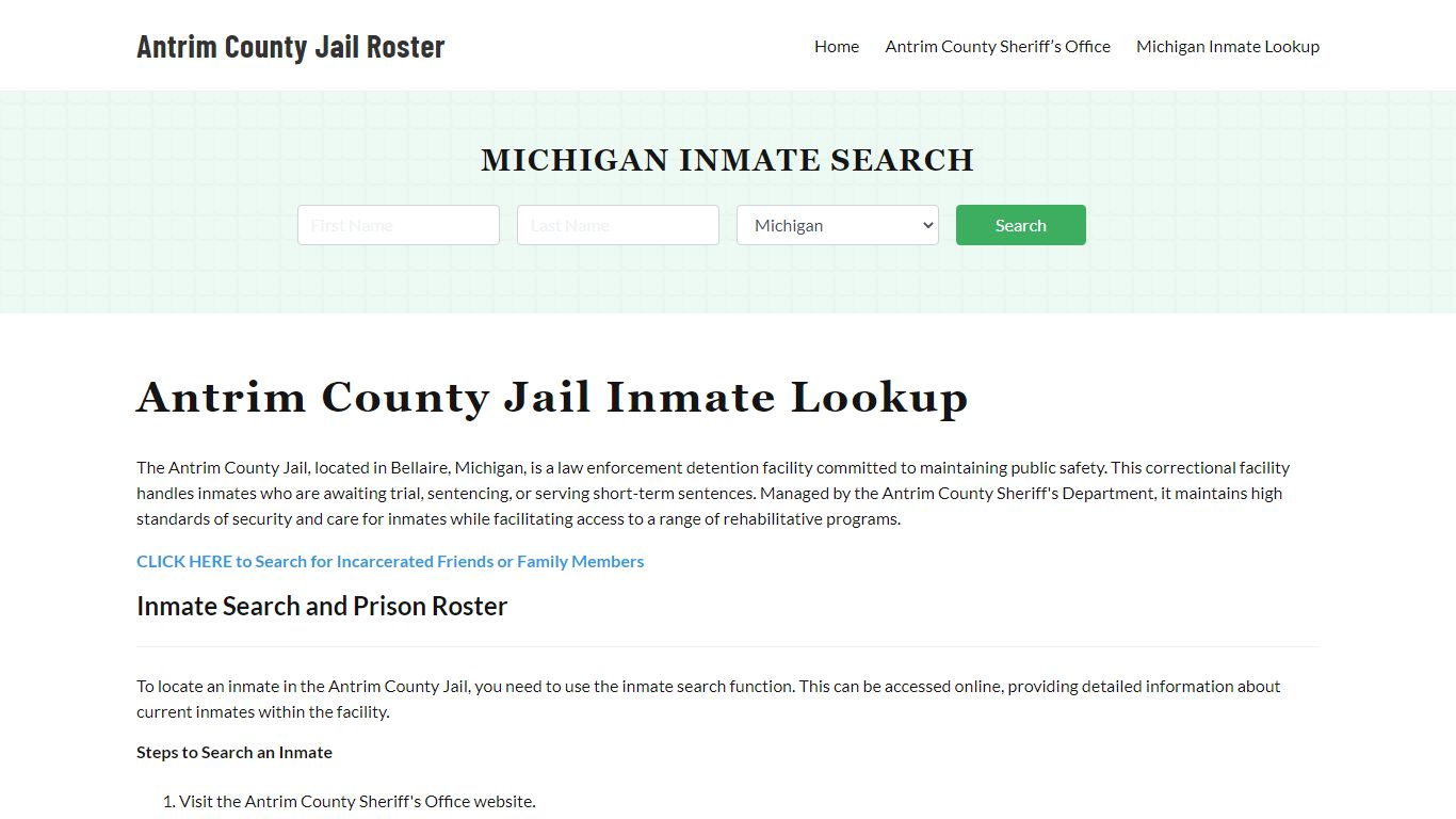 Antrim County Jail Roster Lookup, MI, Inmate Search