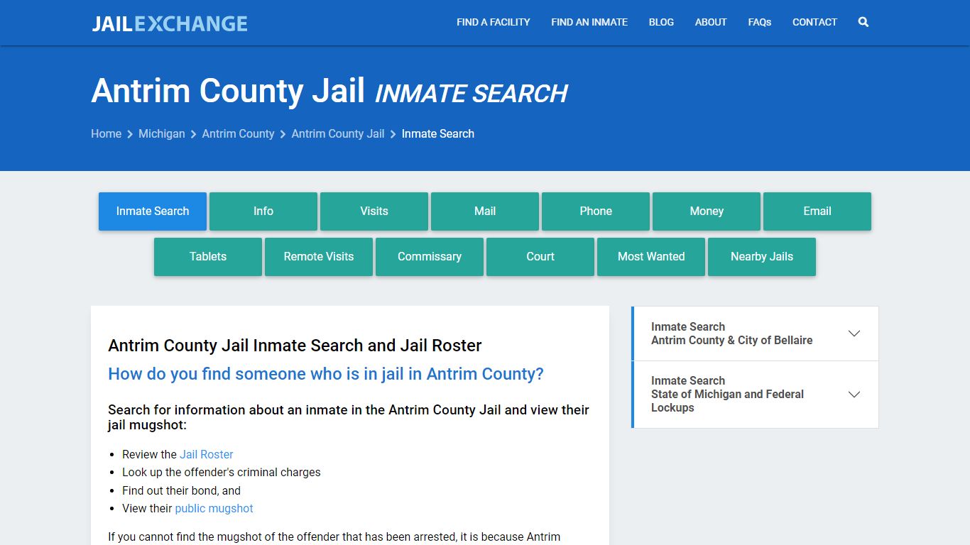 Inmate Search: Roster & Mugshots - Antrim County Jail, MI - Jail Exchange